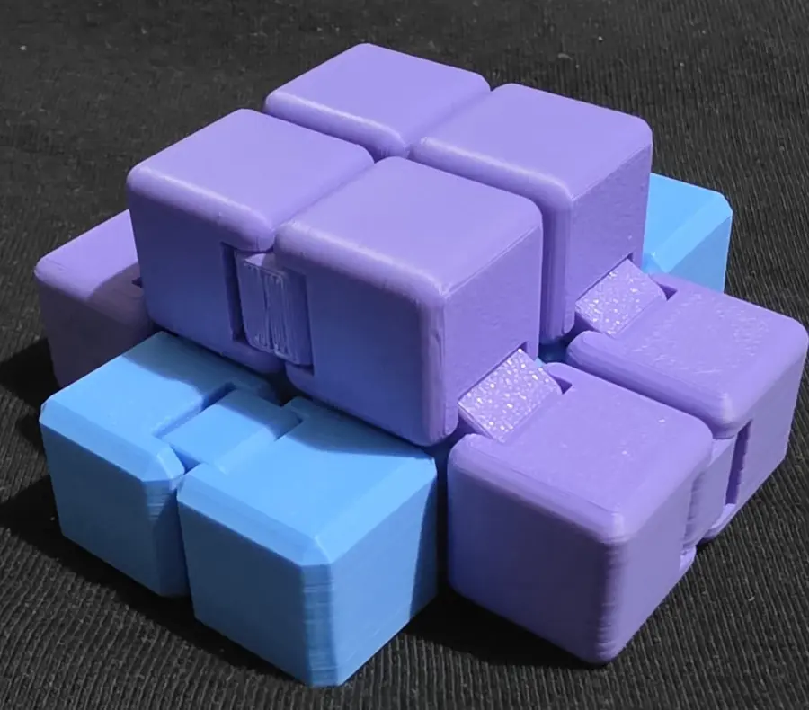 Infinity cube fidget, purple and blue