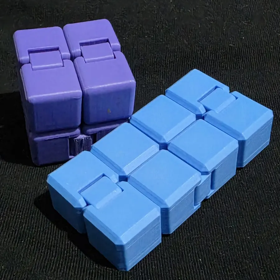 Infinity cube fidget, purple and blue, folded