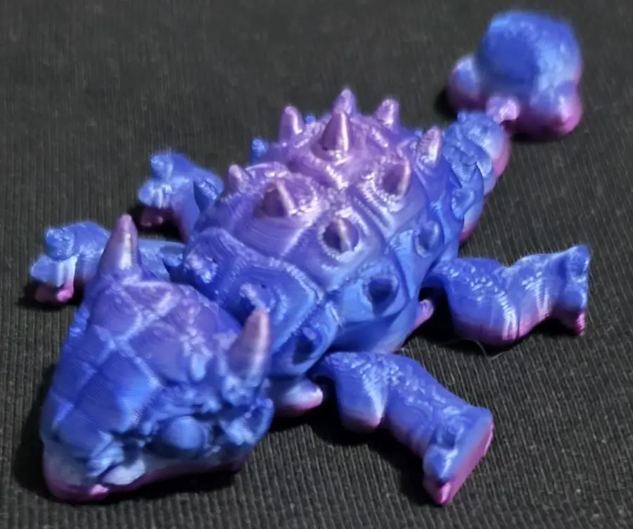 Large ankylosaurus, blue and purple, top view