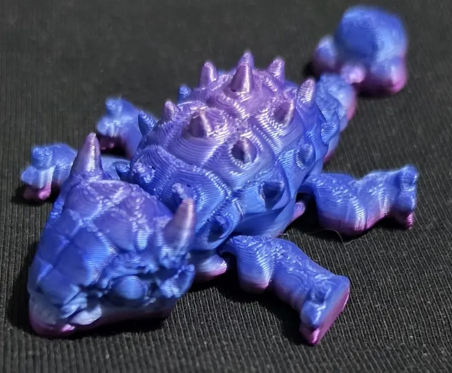 Large ankylosaurus, blue and purple, front view