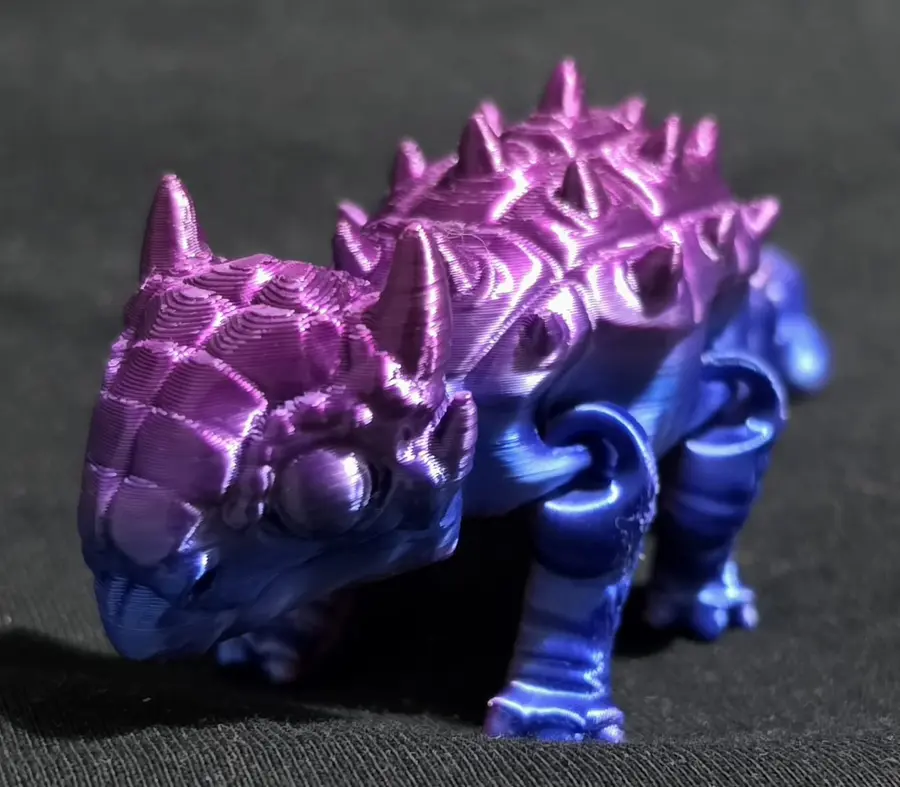 Large ankylosaurus, pink and gold, front view